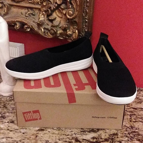 0316 Fitflop Uberknit Slip On Ballerina Shoes - Picture 3 of 8